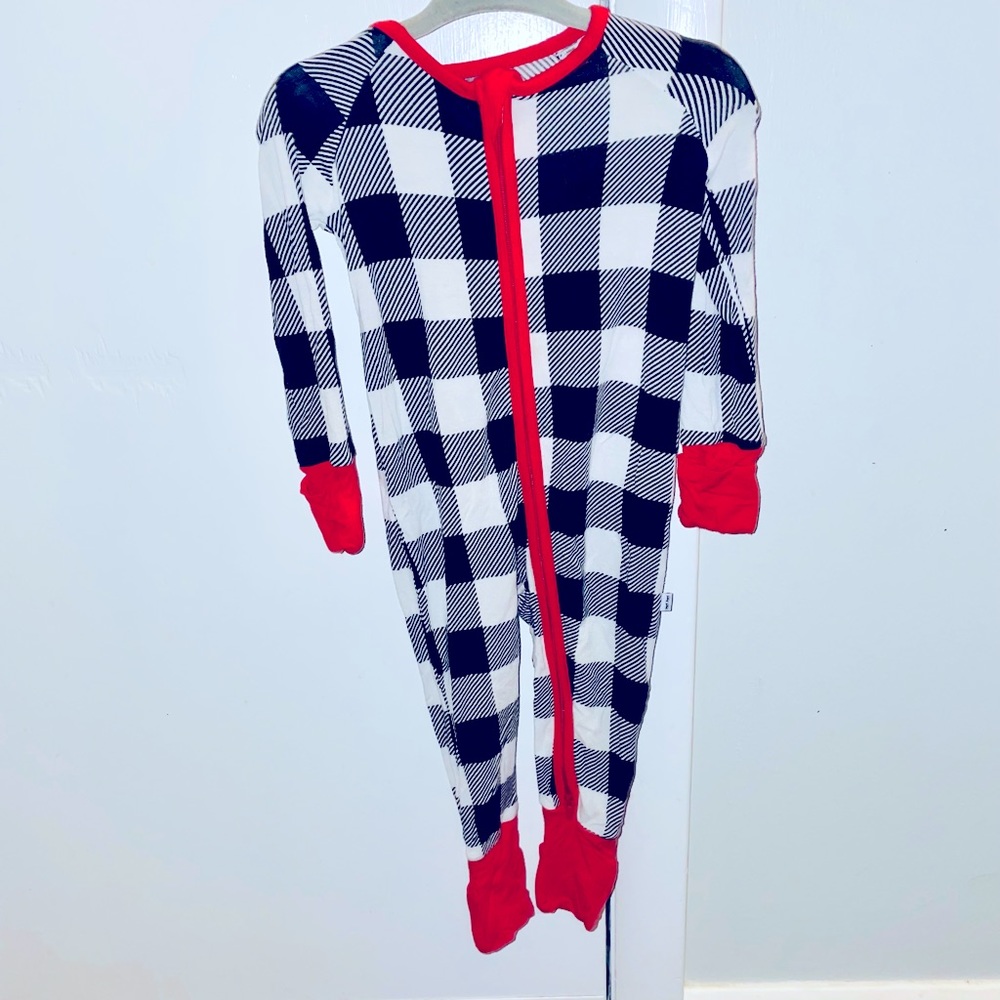 3-6mo Buffalo Plaid Holiday Little Sleepies Bamboo Sleeper.